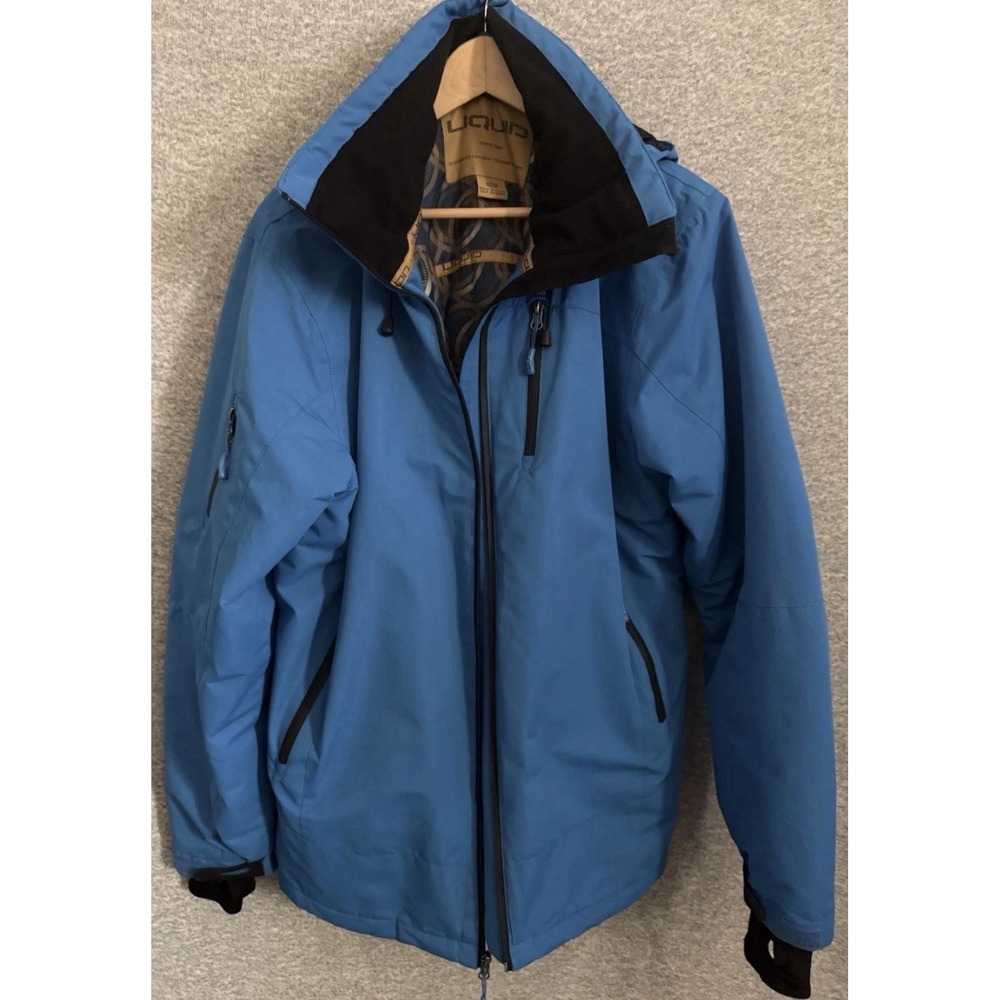 Liquid Boardwear Mens Medium Snowboard Jacket Blue Pattern Insulated Ski Coat
